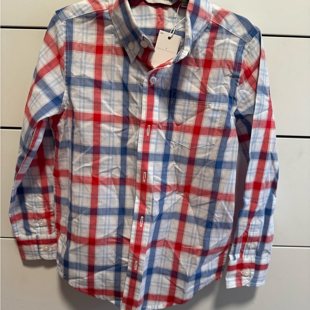 Janie and Jack Red and Blue Plaid Shirt
